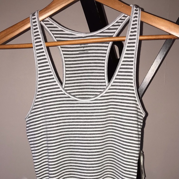 Express Sexy Basics Gray/White Racer Back Tank S - Picture 2 of 5